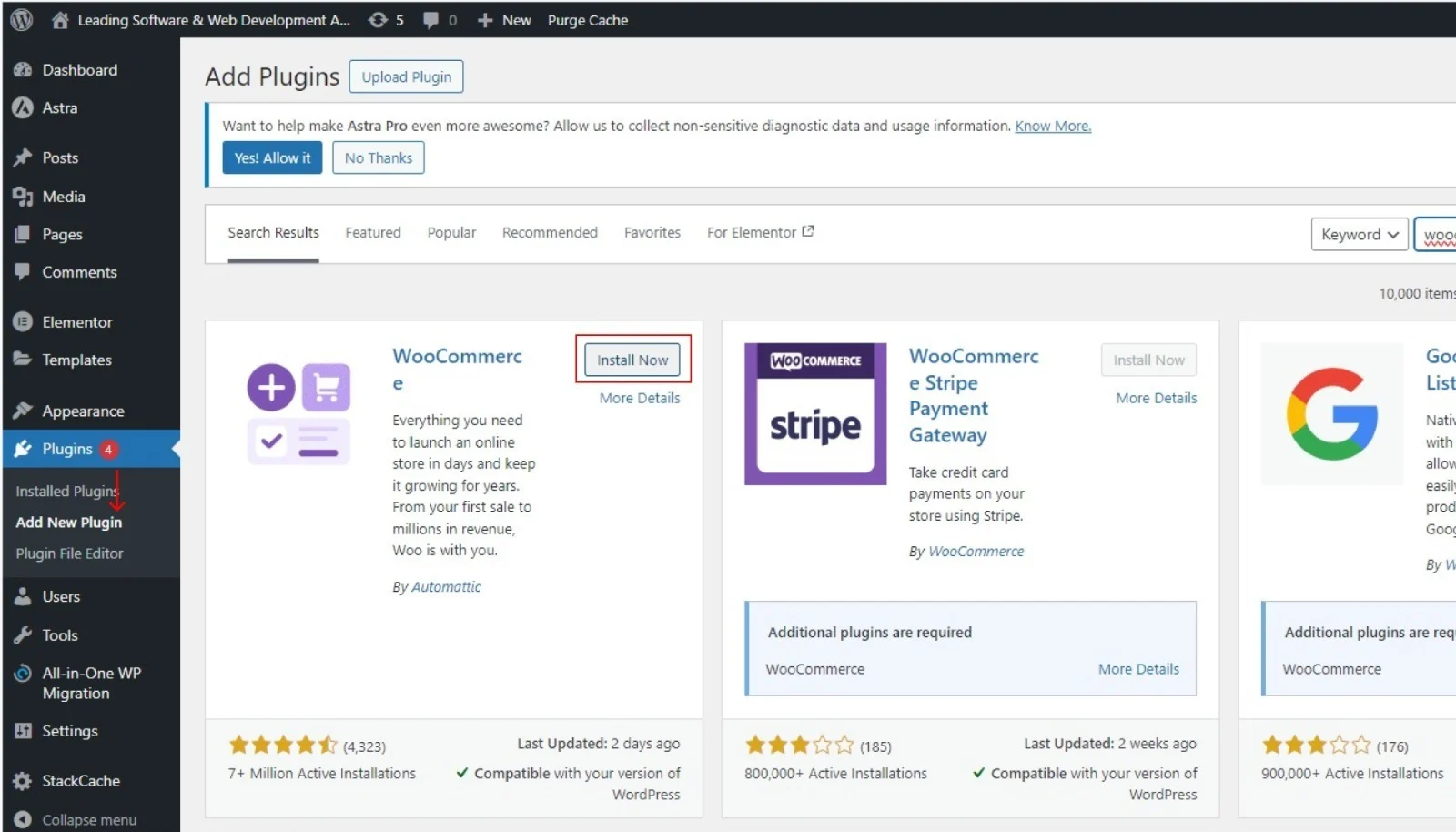 An image showing the WordPress dashboard