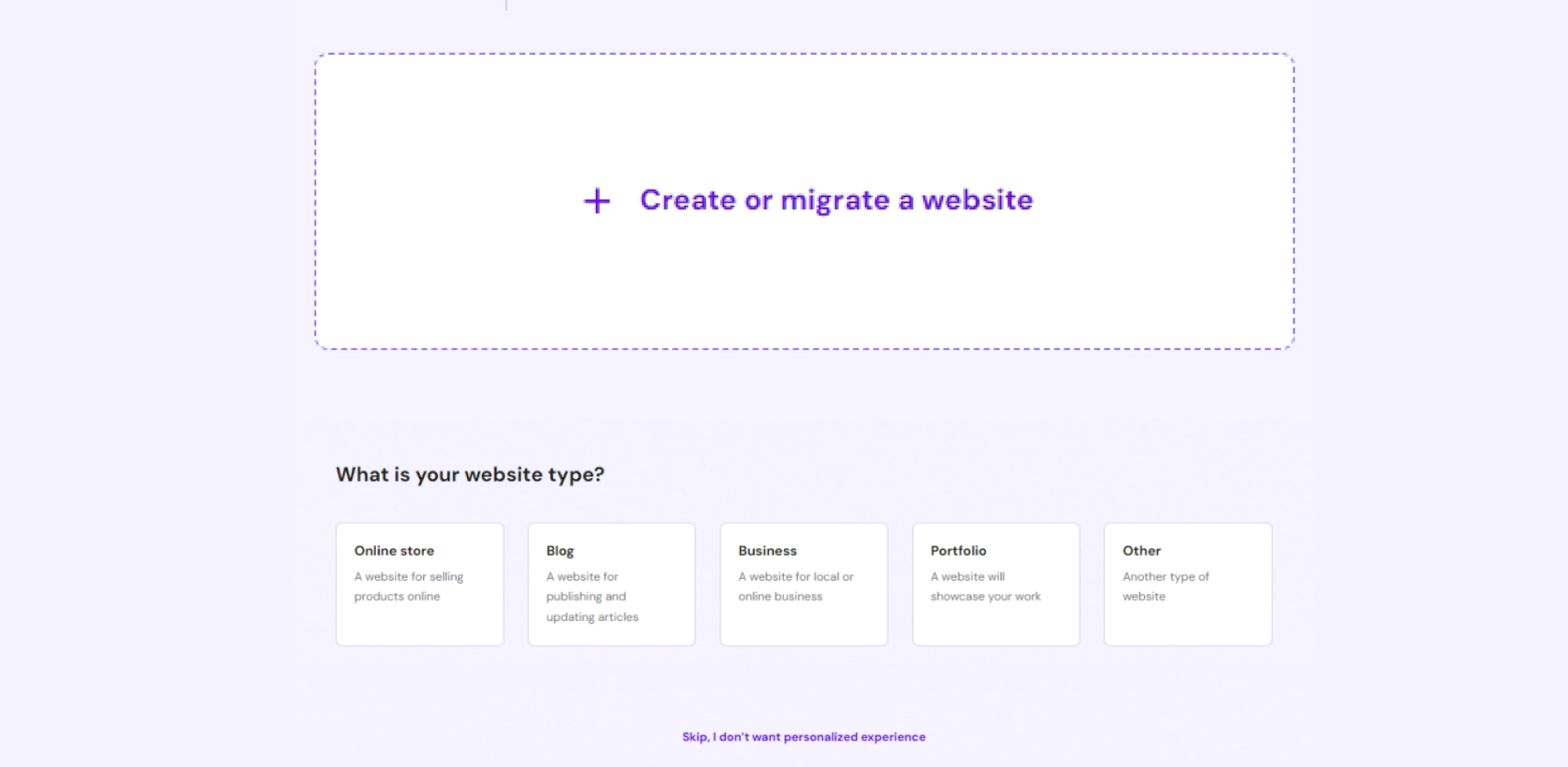 Homepage of a website with the text "Create or Create a Website" displayed prominently.