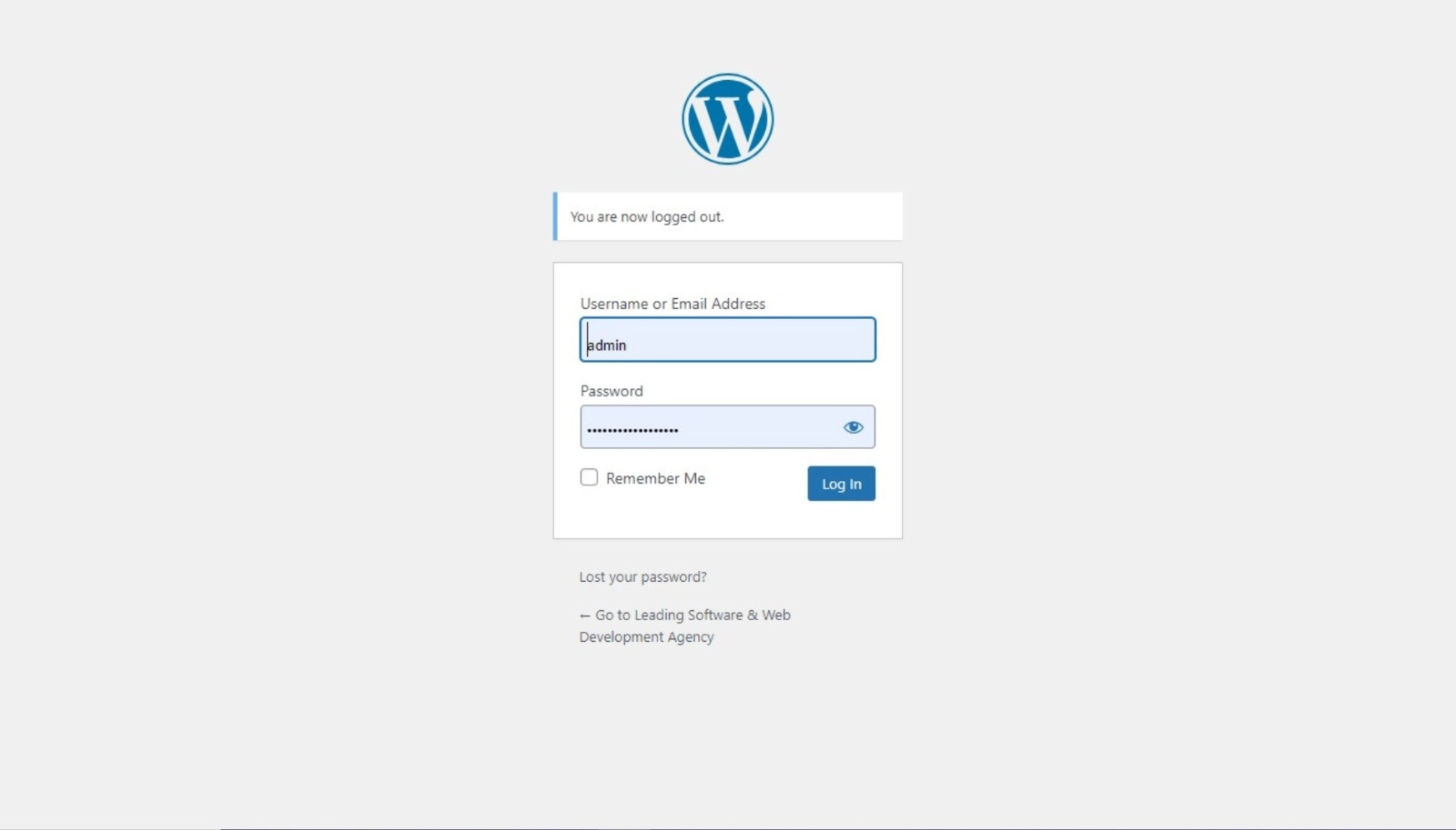 Access the WordPress login screen to manage your website easily