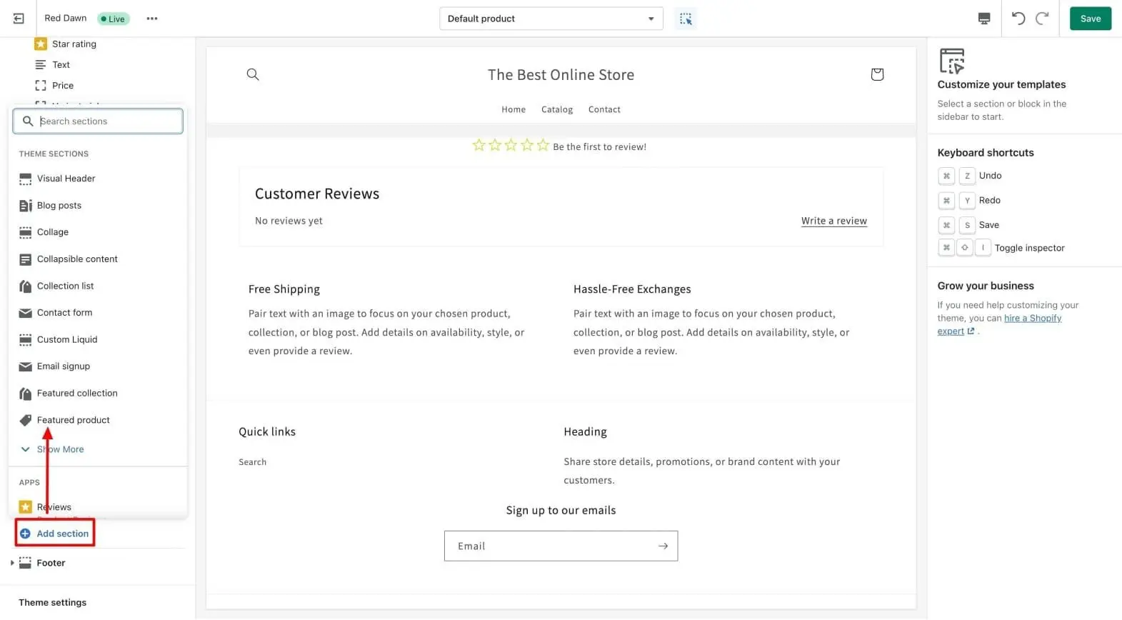 A dashboard screen displaying customer settings.